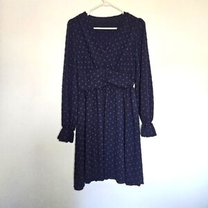 Shein Navy Blue V-Neck Long Sleeve Dress Sz M